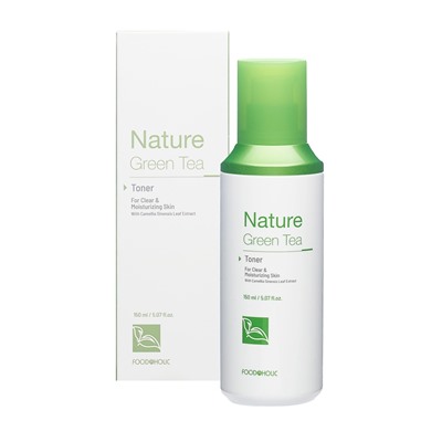 FOODAHOLIC NATURE GREEN TEA TONER Успокаивающий тонер для лица с экстрактом зеленого чая 150мл