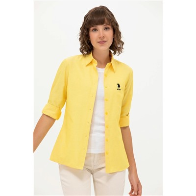 Kadın Sarı Uzun Kollu Basic Gömlek