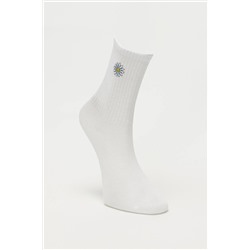 Lee Yüksek Kesim Beyaz Tekli Çorap L231668