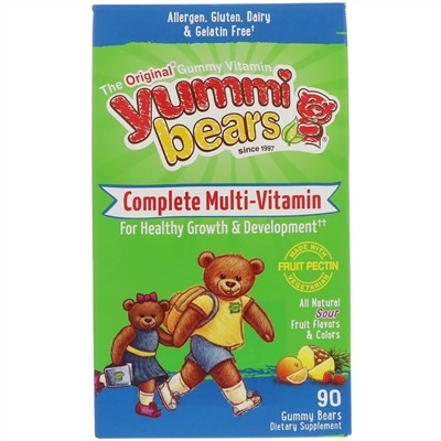 Hero Nutritional Products, Yummi Bears, Complete Multi-Vitamin, Sour, 90 Gummy Bears