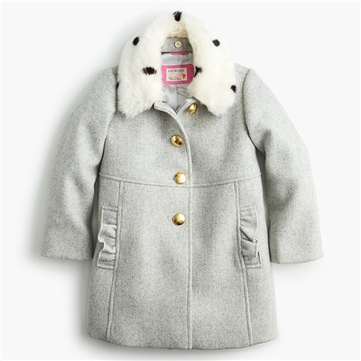 Girls' ruffle-trimmed wool coat
