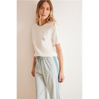 Pijama 100% algodón Capri estampado geométrico
