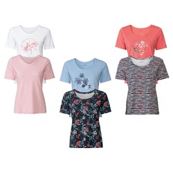 ESMARA® T-Shirts Damen, 2 Stück, mit Print, aus Baumwolle und Elasthan