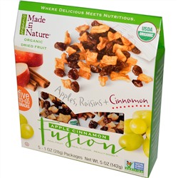 Made in Nature, Органические сушеные фрукты, смесь яблока и корицы, 5 пакетов, 28 г (1 унция) каждый