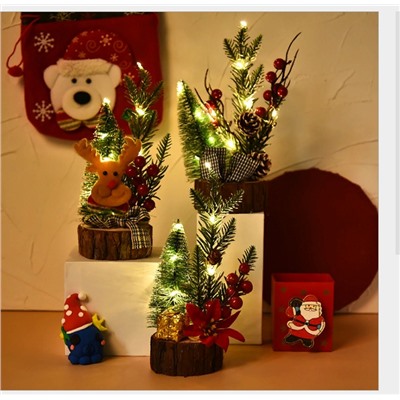Мини-рождественская елка с лампой светящийся деревянный Нижний стол рождественская елка украшения украшения маленькая рождественская елка рождественские украшения