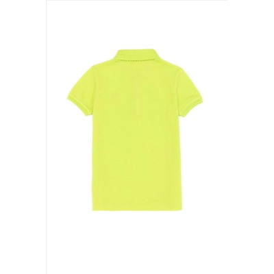 Kız Çocuk Fıstık Yeşili Basic Polo Yaka Tişört