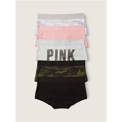 PINK 5-PACK LOGO BOYSHORT UNDERWEAR