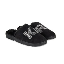 Karl Lagerfeld Paris Jasmina Faux Fur Lined Embellished House Slippers