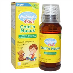 Hyland's, 4 Kids, средство против простуды, 4 жидких унции (118 мл)