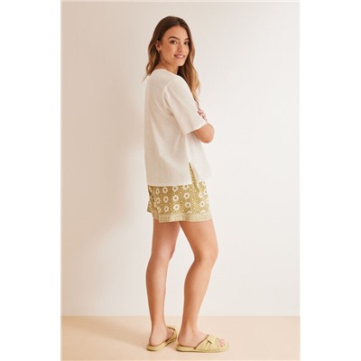 Pijama 100% algodón shorts flores
