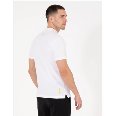 Beyaz Slim Fit Göğüs Baskılı Polo Yaka Tişört