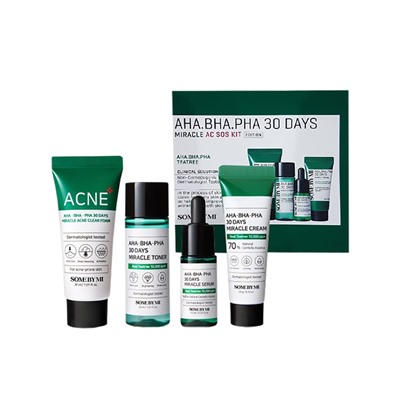 SOME BY MI AHA·BHA·PHA 30 DAYS MIRACLE AC SOS KIT Набор: тонер, сыворотка, крем для лица, пенка 30мл+10мл+20г+30мл