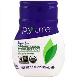 Pyure, жидкий экстракт стевии органического происхождения, просто сладкий, 53 мл (1,8 унции)