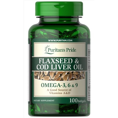 Puritan's Pride Flaxseed & Cod Liver Oil 1000 mg Omega 3, 6 & 9