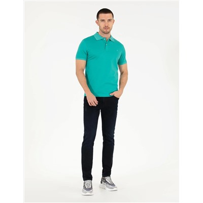 Yeşil Slim Fit Polo Yaka Merserize Tişört