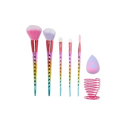UPPER CANADA SOAPS Holographic Glitter Holiday Collection Beauty Cosmetic Brush and Blender 7-Piece Set