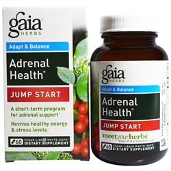 Gaia Herbs, Adrenal Health, Jump Start, 60 веганских жидких фитокапсул