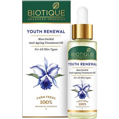 BIOTIQUE Advanced Organics Youth Renewal Blue Orchid Anti Ageing Treatment Oil Антивозрастное масло лица из голубой орхидеи 30мл