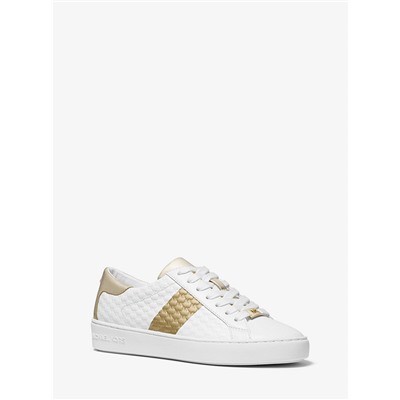 MICHAEL MICHAEL KORS Colby Striped Logo Embossed Leather Sneaker