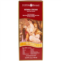 Surya Henna, Surya Henna, эффективная здоровая хна для седоватых волос, светло-русый, 2,37 жидких унций (70 мл)