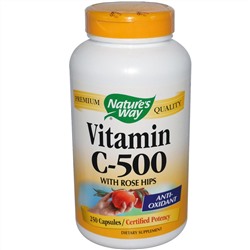 Nature's Way, Витамин C-500 с шиповником, 250 капсул