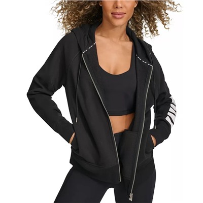 DKNY Women's Exploded-Logo Front-Zip Hoodie