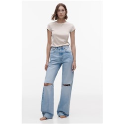 WIDE-LEG RIPPED TRF JEANS