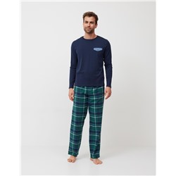 Long Sleeved Pyjamas T-Shirt, Men, Dark Blue