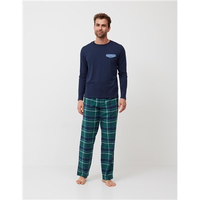 Long Sleeved Pyjamas T-Shirt, Men, Dark Blue