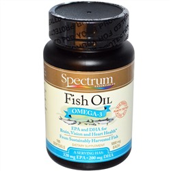Spectrum Essentials, Рыбий жир, Омега-3, 1000 мг, 100 мягких желатиновых капсул
