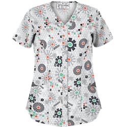 UA Honeycombs And Flowers Pewter Scrub Top