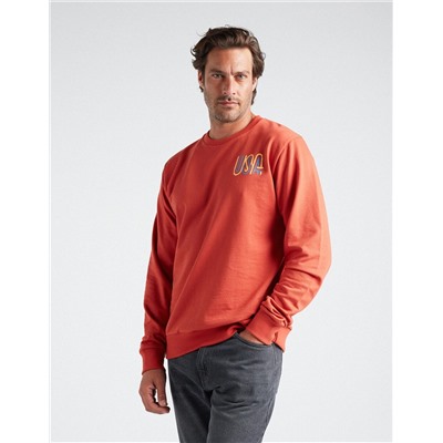 Fleece Sweatshirt, Men, Dark Orange