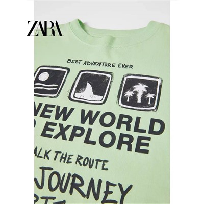 Zara  официальный сайт, распродажа  футболка  для мальчиков от 8 до 14 лет, модный принт