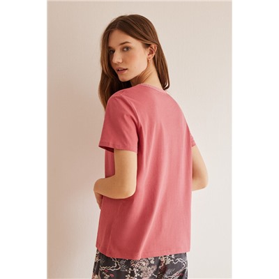 Camiseta 100% algodón manga corta rosa