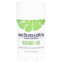 Schmidt's Natural Deodorant, Бергамот + лайм, 3,25 унции (92 г)