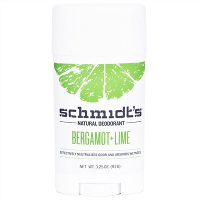 Schmidt's Natural Deodorant, Бергамот + лайм, 3,25 унции (92 г)