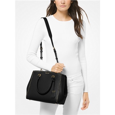 MICHAEL MICHAEL KORS Benning Large Scalloped Leather Satchel