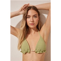 Top bikini triangular textura verde