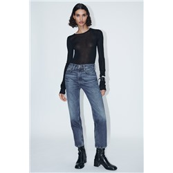 ZW COLLECTION STRAIGHT LEG MID-RISE CROPPED JEANS