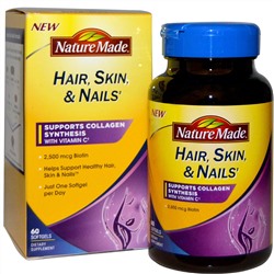 Nature Made, Средство для волос, кожи и ногтей, 60 гелевых капсул