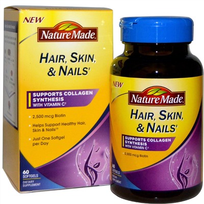 Nature Made, Средство для волос, кожи и ногтей, 60 гелевых капсул