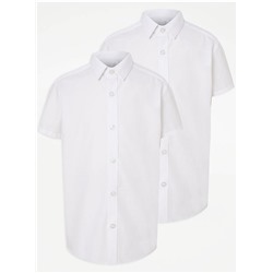 White Boys Slim Fit Short Sleeve School Shirt 2 Pack