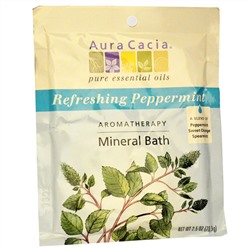 Aura Cacia, Ароматерапевтическое минеральное средство для ванны, освежающая мята перечная, 2,5 унции (70,9 г)