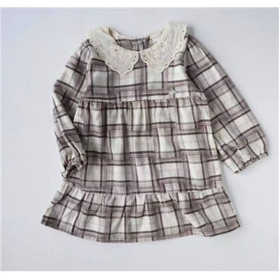 Весеннее-осеннее хлопковое платье с кружевным воротником ☺️ экспорт в Японию