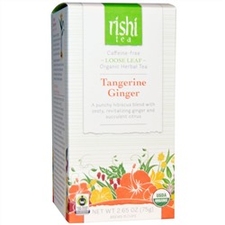 Rishi Tea, Органический травяной чай россыпью, мандарин и имбирь, без кофеина, 2,65 унции (75 г)