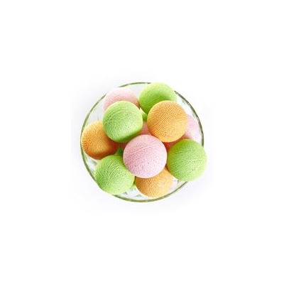 Тайская гирлянда с зелеными, розовыми и персиковыми шариками(Большие-специальная серия для нашего сайта ) 20 шариков / Lightening balls peach-pink-green