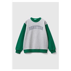United Colors of BenettonErkek Çocuk Mix Slogan Baskılı Renk Bloklu Sweatshirt Gri Mix
