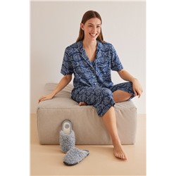 Pijama camisero Capri Paisley azul