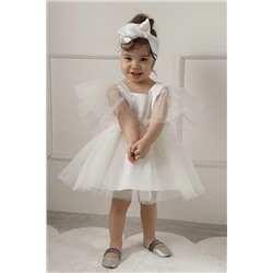 meqlife Beyaz Kız Çocuk Saten Abiye Elbise Kız Çocuk Doğum Günü Parti Kutlama Kıyafeti MEQ111180351