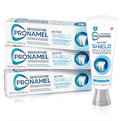 Sensodyne Pronamel Active Shield Отбеливающая зубная паста для эмали, прохладная мята - 3.4 унции x 3